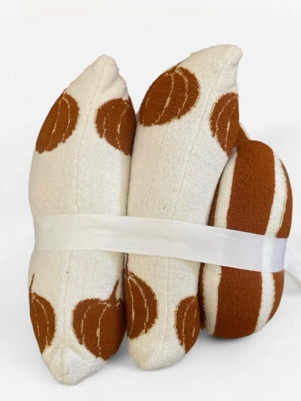 Rust Pumpkin Throw Pillow with Ivory Ribbon - Home Holiday